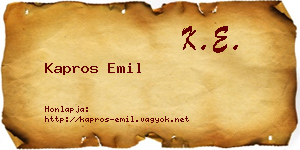 Kapros Emil névjegykártya